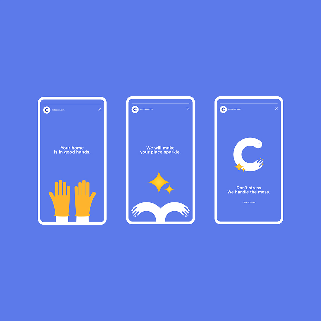 Instaclean房屋清潔服務(wù)公司logo設(shè)計vi形象設(shè)計-app應(yīng)用程序界面設(shè)計，淡紫蘭清爽風格