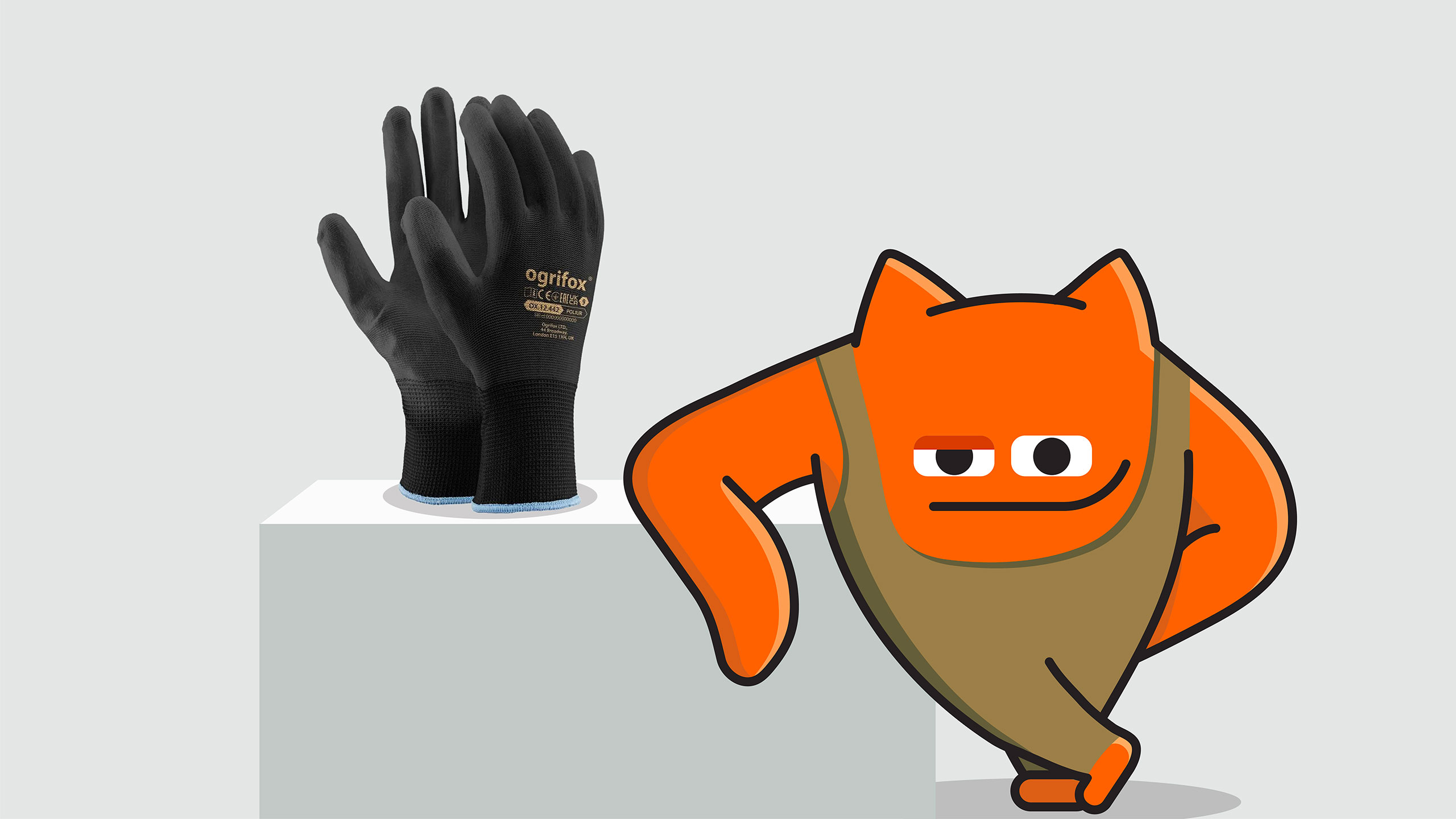 Ogrifox 安全防護(hù)服手套帽子工具工作服服飾“狐貍巨人”品牌卡通吉祥物設(shè)計(jì)及物料應(yīng)用-手套 Ogrifox 安全防護(hù)服手套帽子工具工作服服飾“狐貍巨人”品牌卡通吉祥物設(shè)計(jì)及物料應(yīng)用-手套