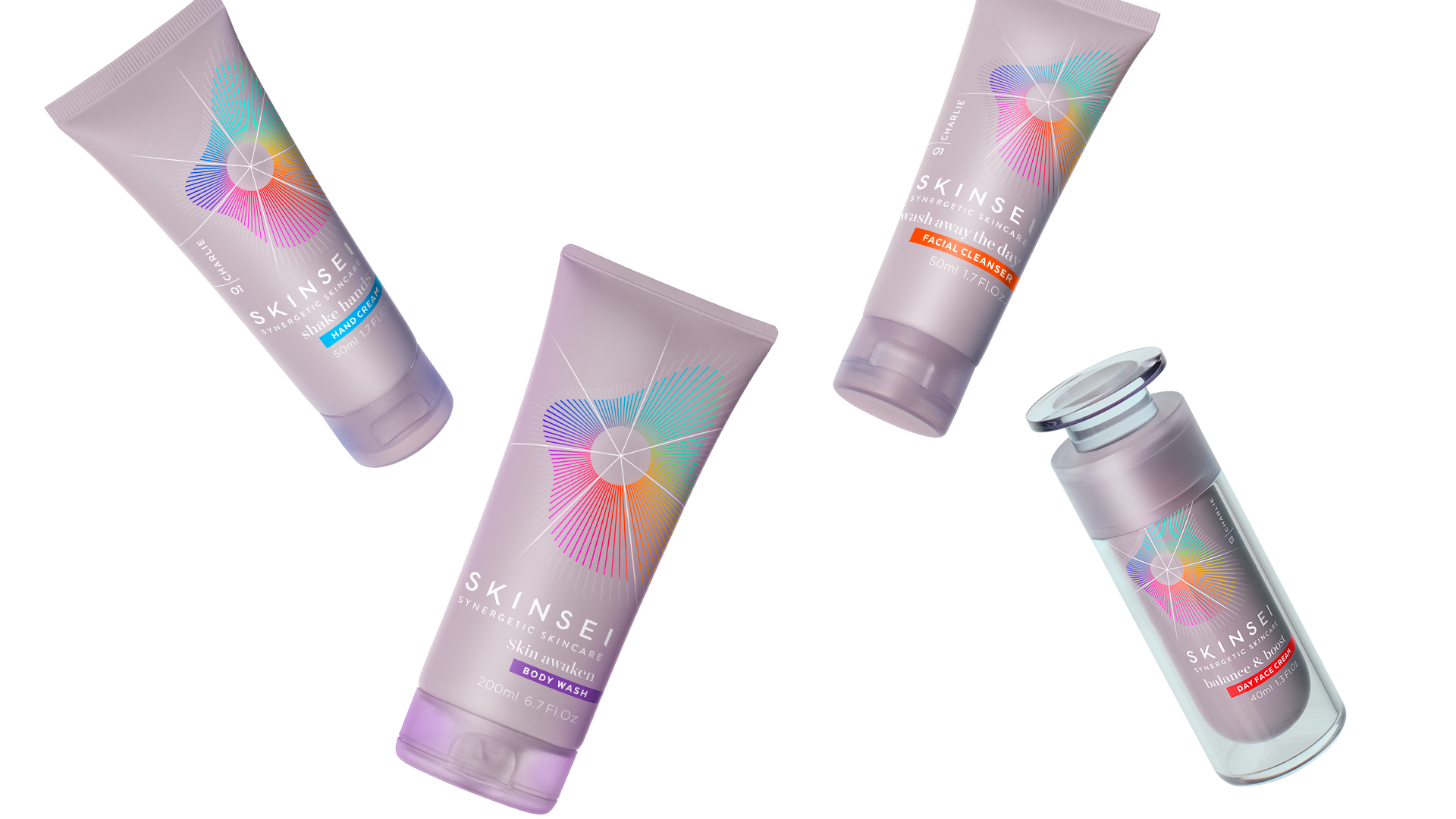 Skinsei私人個(gè)性化護(hù)膚品化妝品包裝設(shè)計(jì),明亮多彩的萬(wàn)花筒線條光譜主視覺(jué)圖案 Skinsei私人個(gè)性化護(hù)膚品化妝品包裝設(shè)計(jì),明亮多彩的萬(wàn)花筒線條光譜主視覺(jué)圖案