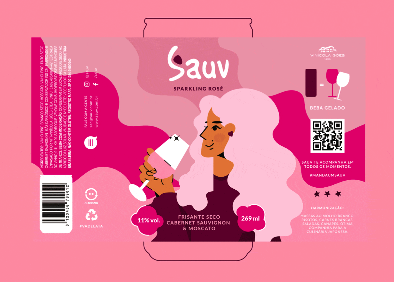 Sauv罐裝葡萄酒標(biāo)簽包裝設(shè)計(jì)和時(shí)尚人物插圖,開發(fā)年輕人更廣泛日常使用場景 Sauv罐裝葡萄酒標(biāo)簽包裝設(shè)計(jì)和時(shí)尚人物插圖,開發(fā)年輕人更廣泛日常使用場景