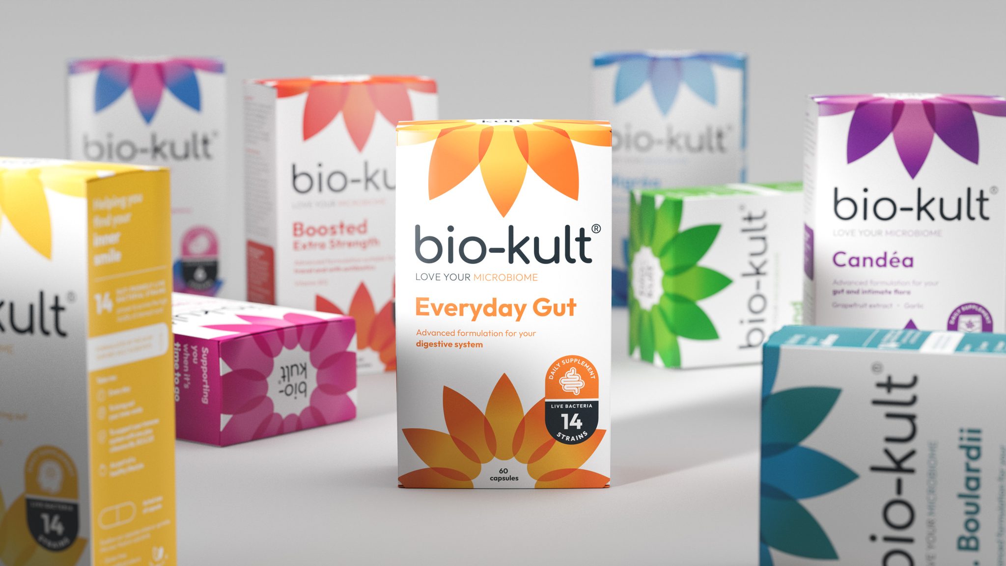 Bio-Kult 益生菌包裝設(shè)計,更新花朵主視覺元素 Bio-Kult 益生菌包裝設(shè)計,更新花朵主視覺元素