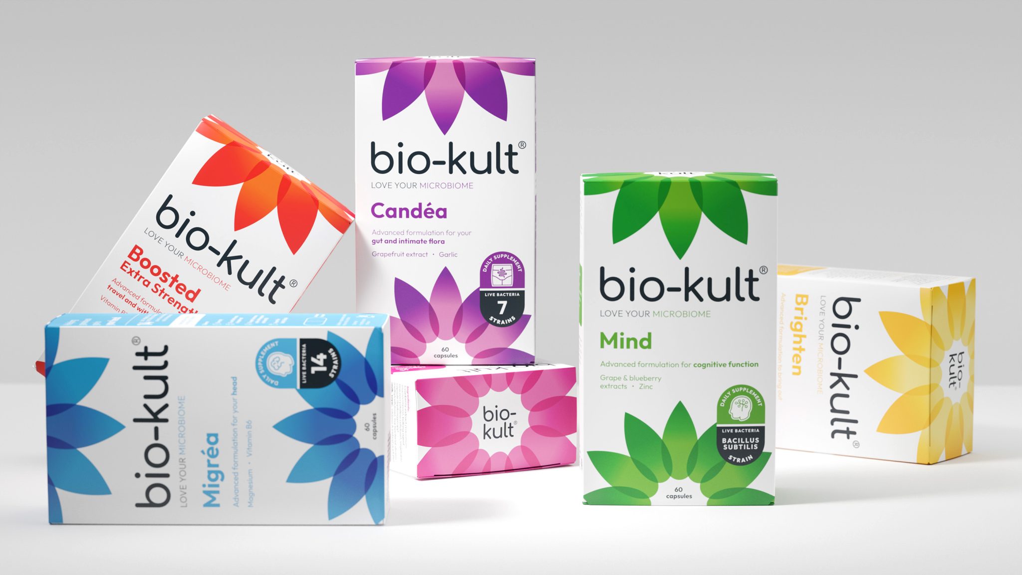 Bio-Kult 益生菌包裝設(shè)計,更新花朵主視覺元素 Bio-Kult 益生菌包裝設(shè)計,更新花朵主視覺元素