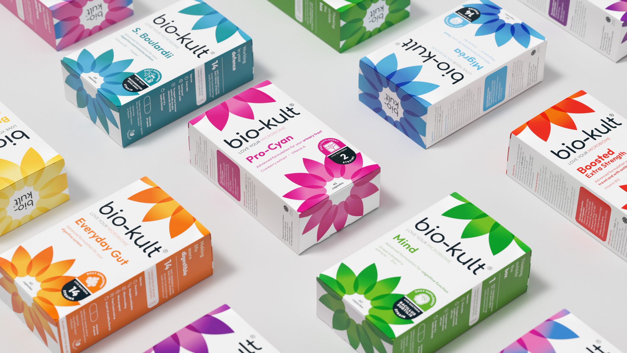 Bio-Kult 益生菌包裝設(shè)計,更新花朵主視覺元素 Bio-Kult 益生菌包裝設(shè)計,更新花朵主視覺元素