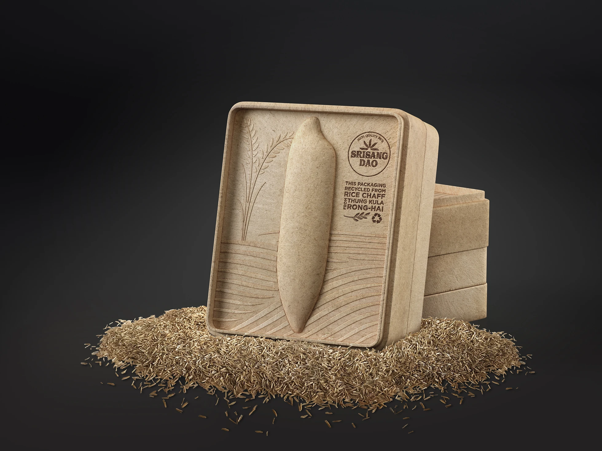 SRISANGDAO RICE 泰國(guó)大米禮盒包裝設(shè)計(jì)“大米壓花+稻殼成型” SRISANGDAO RICE 泰國(guó)大米禮盒包裝設(shè)計(jì)“大米壓花+稻殼成型”