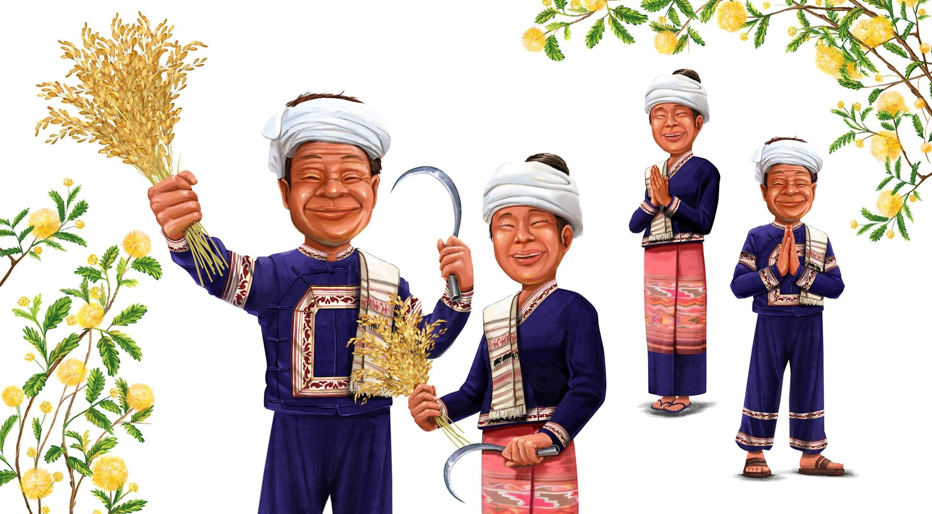 Hakphayao 泰國茉莉香米袋裝大米包裝設(shè)計(jì)“農(nóng)民+火山稻田“插畫 Hakphayao 泰國茉莉香米袋裝大米包裝設(shè)計(jì)“農(nóng)民+火山稻田“插畫