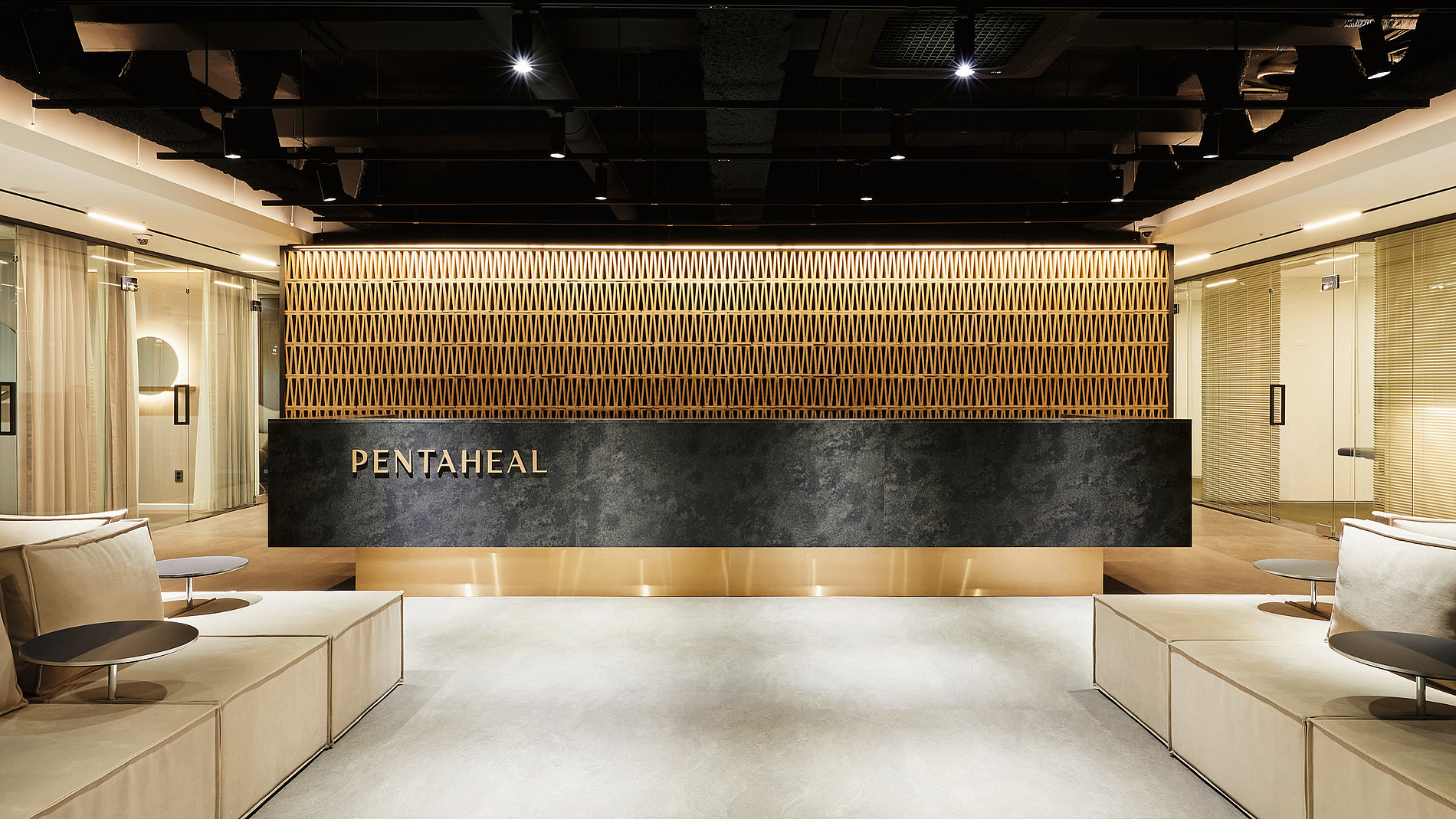 PENTAHEAL 私人醫(yī)療診所logo設(shè)計(jì)vi設(shè)計(jì)，字母P、T和H組成醫(yī)學(xué)十字符號