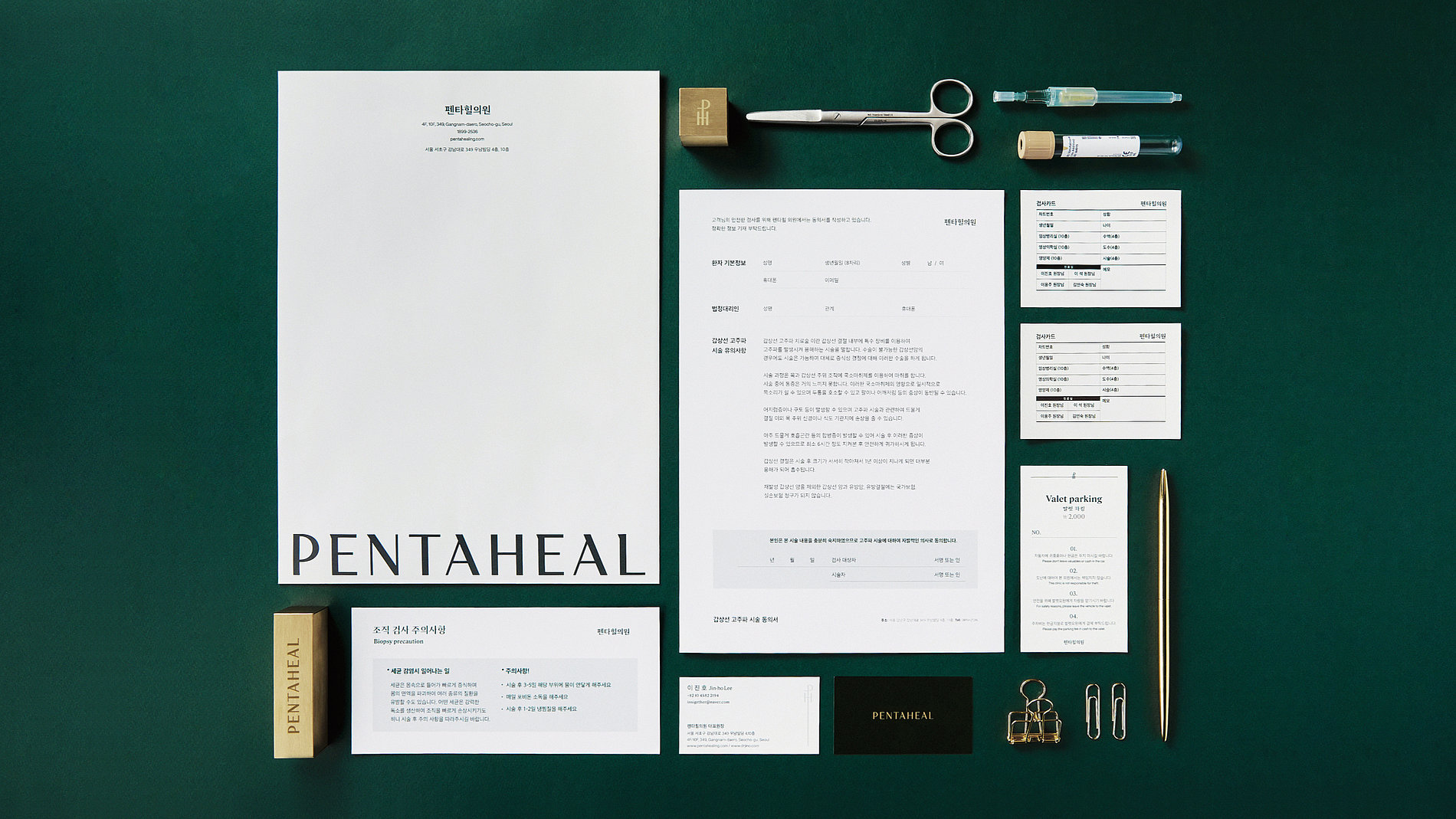 PENTAHEAL 私人醫(yī)療診所logo設(shè)計(jì)vi設(shè)計(jì)，字母P、T和H組成醫(yī)學(xué)十字符號