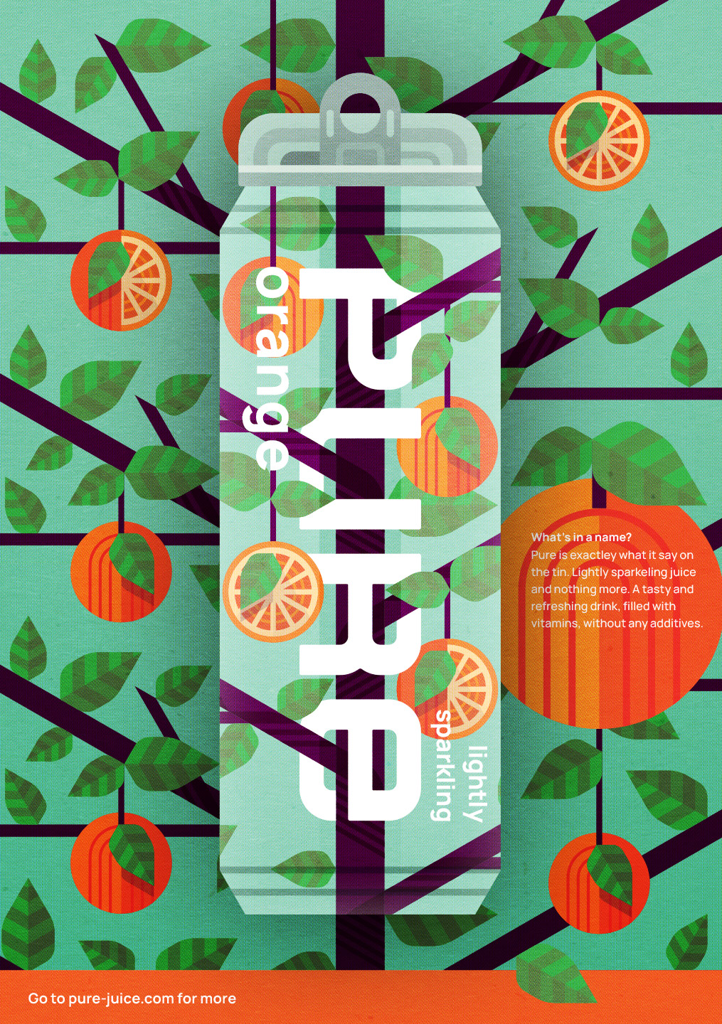 PURE罐裝蘇打水氣泡濃縮果汁飲料包裝設(shè)計“幾何圖案風(fēng)格”