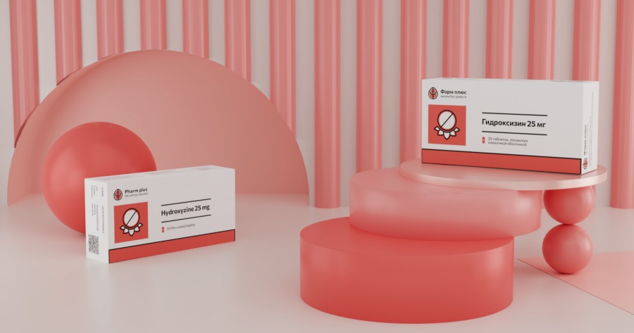 Pharm plus大腦處方藥藥品品牌logo設(shè)計(jì)包裝設(shè)計(jì)，紅色抽象大腦與簡(jiǎn)約圖形風(fēng)格