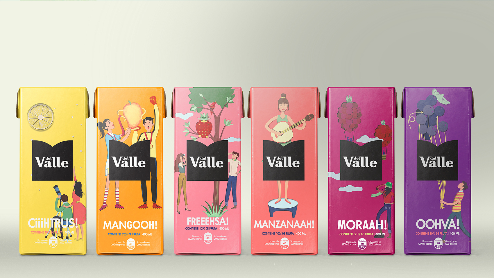 DEL VALLE 果汁包裝設(shè)計(jì),少男少女+水果場(chǎng)景創(chuàng)意插畫 DEL VALLE 果汁包裝設(shè)計(jì),少男少女+水果場(chǎng)景創(chuàng)意插畫