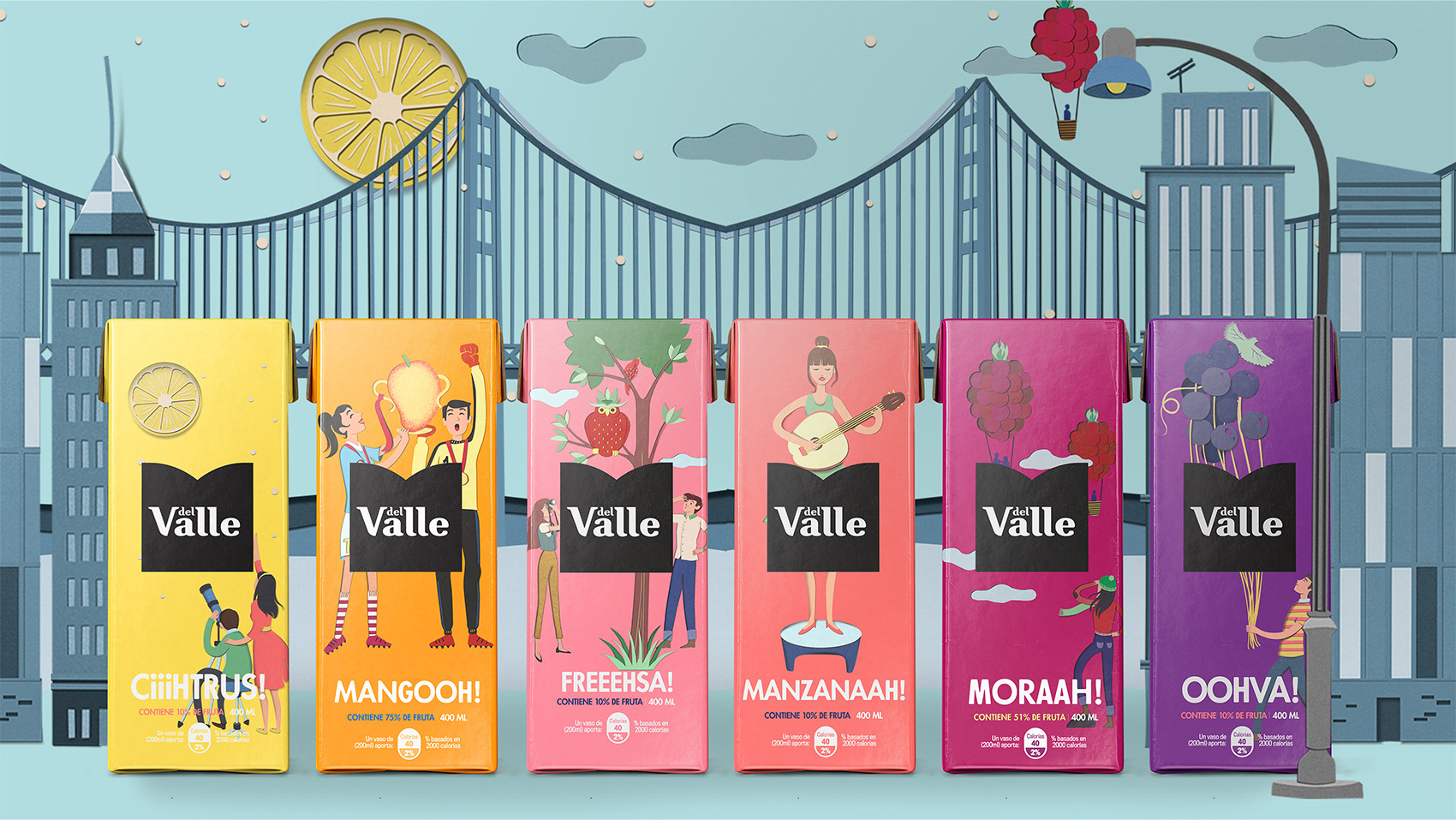 DEL VALLE 果汁包裝設(shè)計(jì),少男少女+水果場(chǎng)景創(chuàng)意插畫 DEL VALLE 果汁包裝設(shè)計(jì),少男少女+水果場(chǎng)景創(chuàng)意插畫