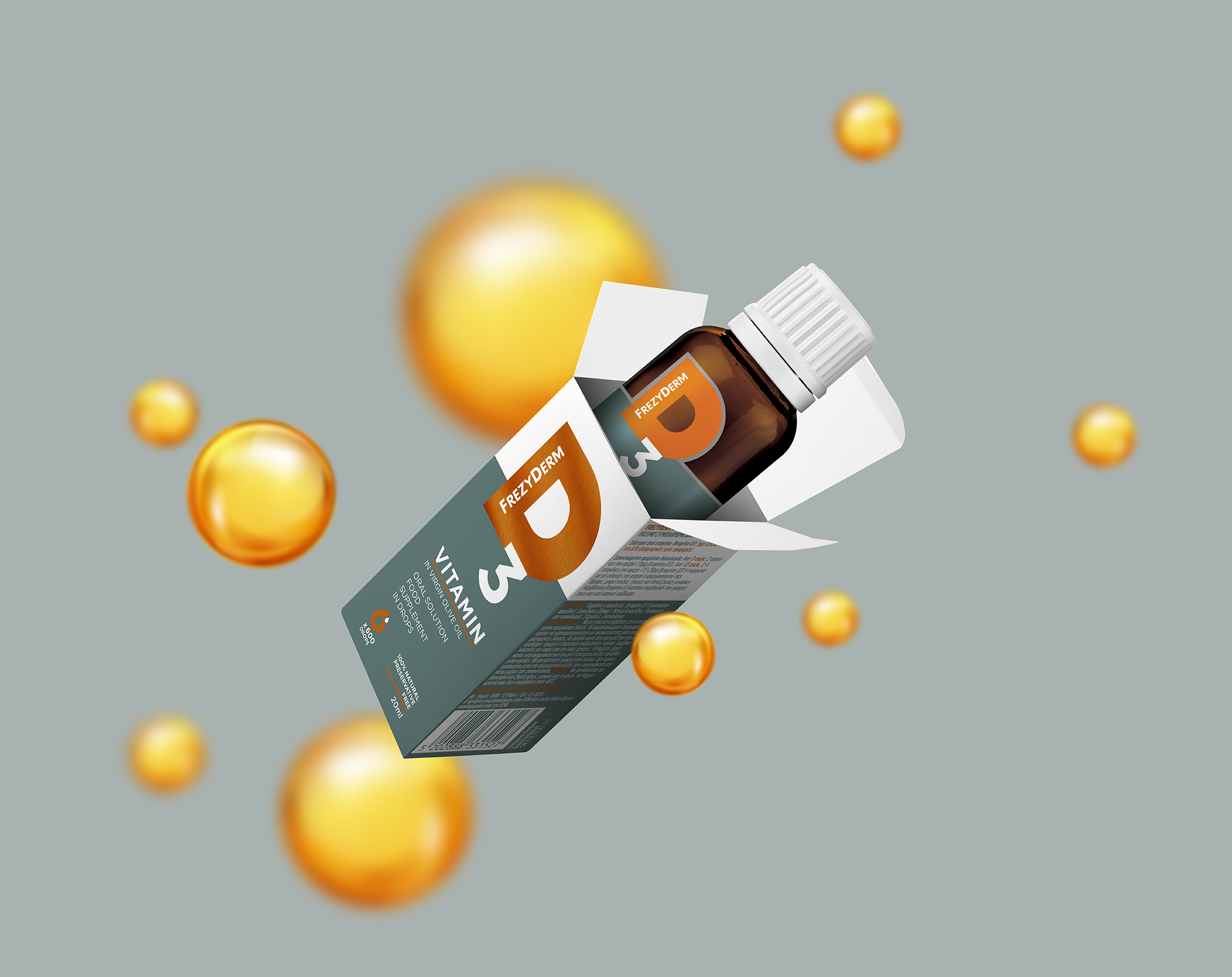 Frezyderm“維生素D3”口服維生素溶液包裝設計,直觀明了風格 Frezyderm“維生素D3”口服維生素溶液包裝設計,直觀明了風格