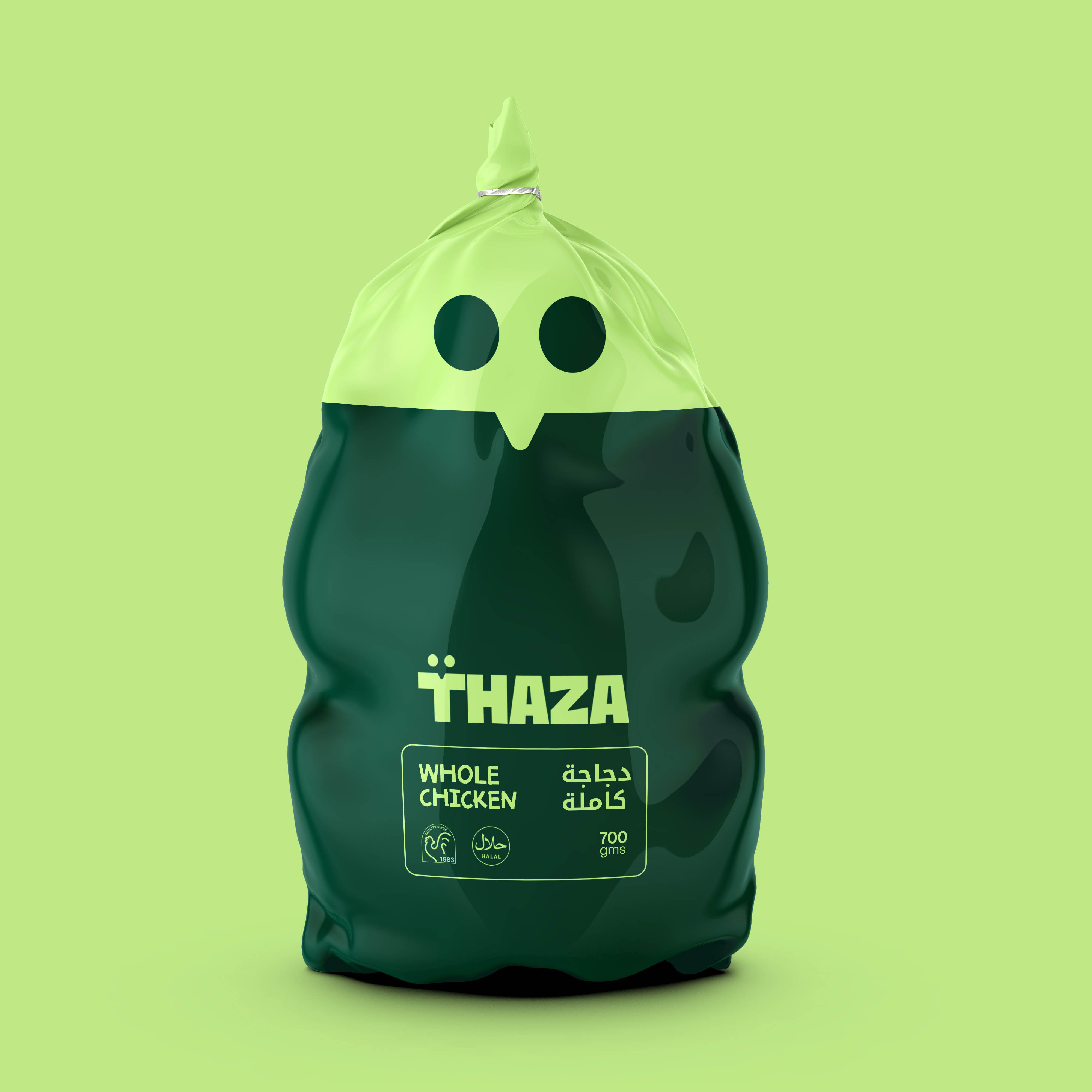 Thaza新鮮雞肉新品牌形象設(shè)計(jì)-logo包裝vi，雞的眼睛和喙融入字母T