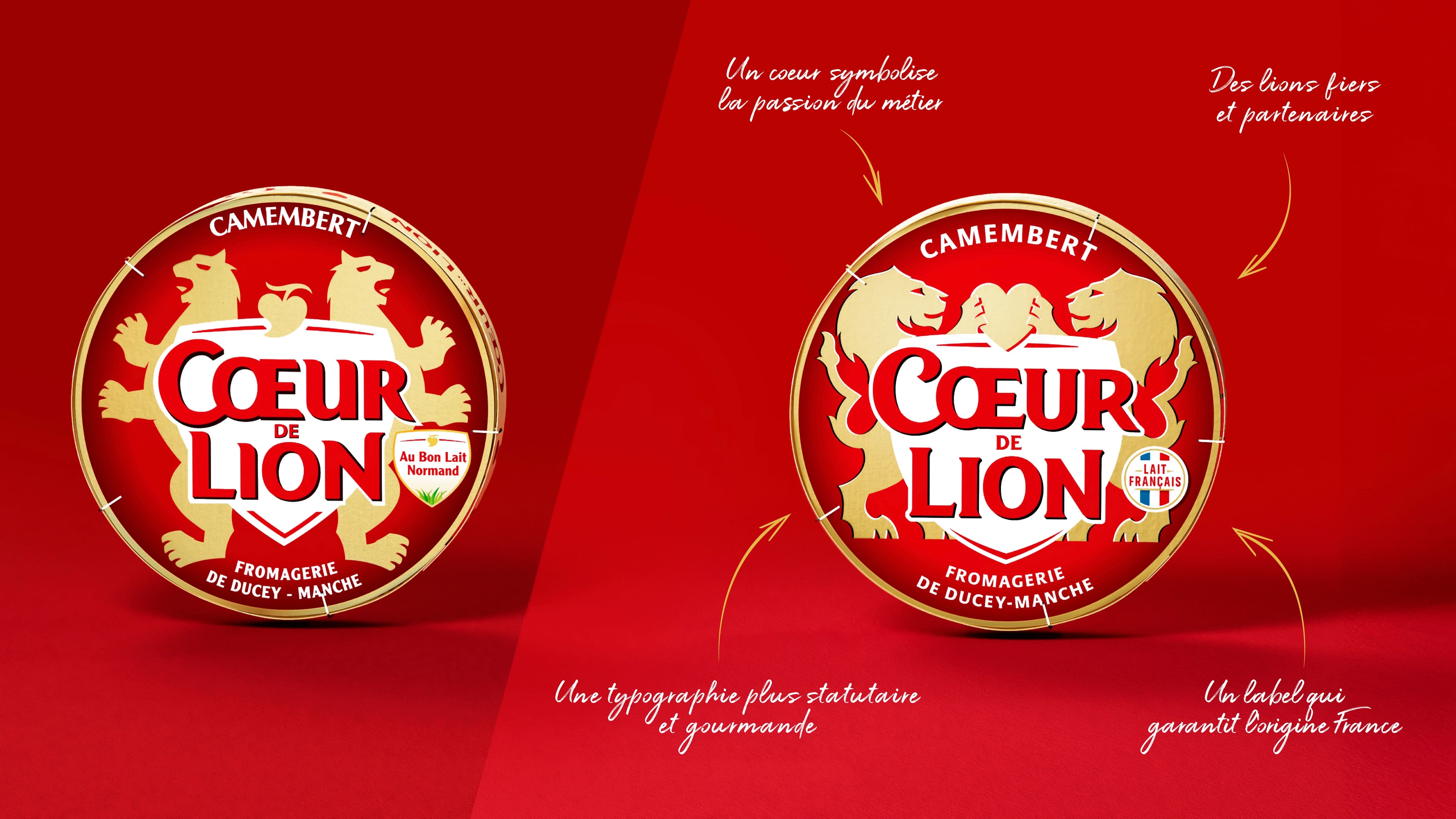 C?ur de Lion法國奶酪獅子徽標(biāo)logo設(shè)計(jì)與紅色金色外包裝設(shè)計(jì) C?ur de Lion法國奶酪獅子徽標(biāo)logo設(shè)計(jì)與紅色金色外包裝設(shè)計(jì)