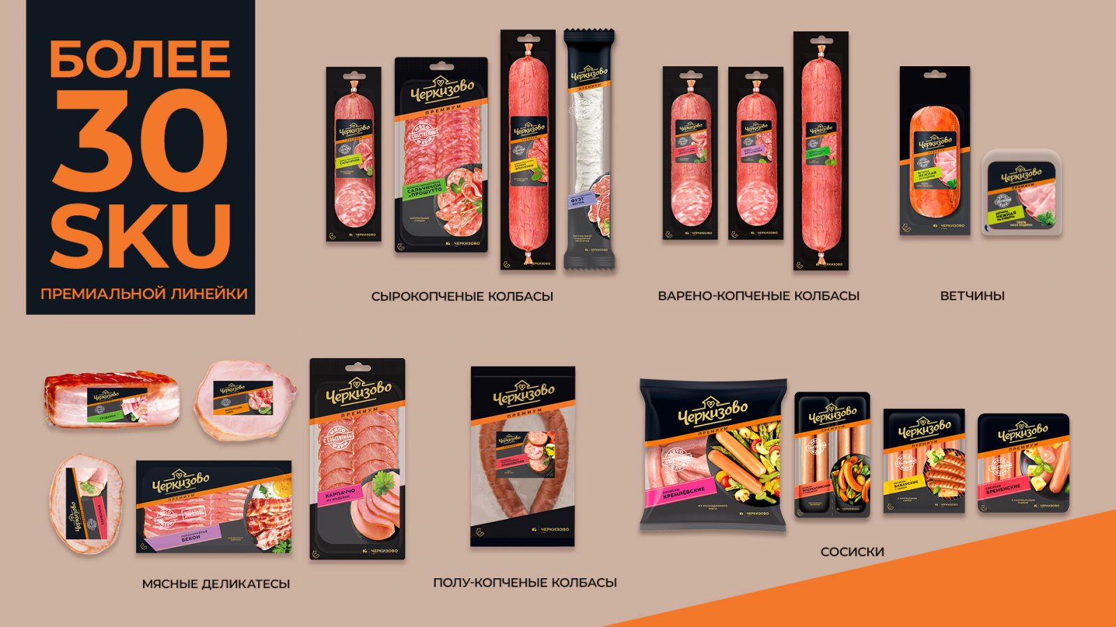 Cherkizovo香腸系列包裝設(shè)計(jì)規(guī)劃，加強(qiáng)品牌區(qū)域突出食品美味