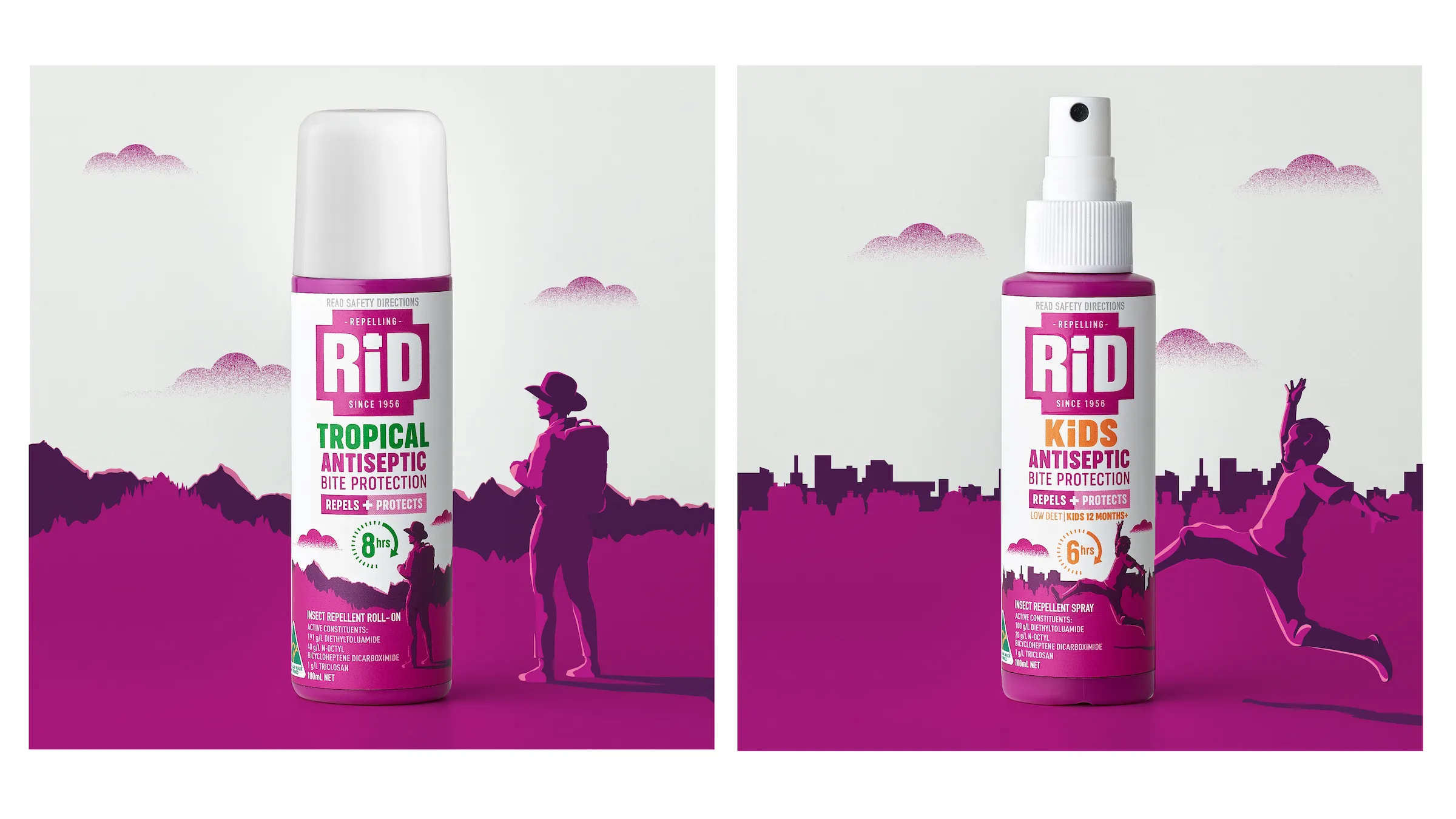 RiD驅(qū)蟲(chóng)劑驅(qū)蚊劑品牌包裝更新設(shè)計(jì),突出醫(yī)療醫(yī)藥屬性與戶外使用場(chǎng)景的紫色風(fēng)格 RiD驅(qū)蟲(chóng)劑驅(qū)蚊劑品牌包裝更新設(shè)計(jì),突出醫(yī)療醫(yī)藥屬性與戶外使用場(chǎng)景的紫色風(fēng)格