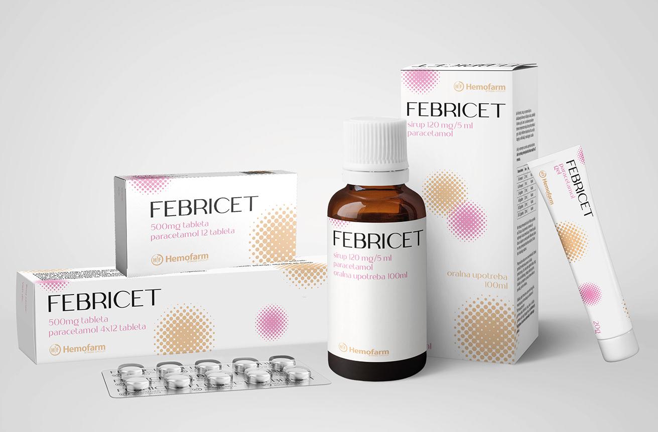 FEBRICET 乙酰氨基酚感冒藥包裝設(shè)計“女性圓點”風格