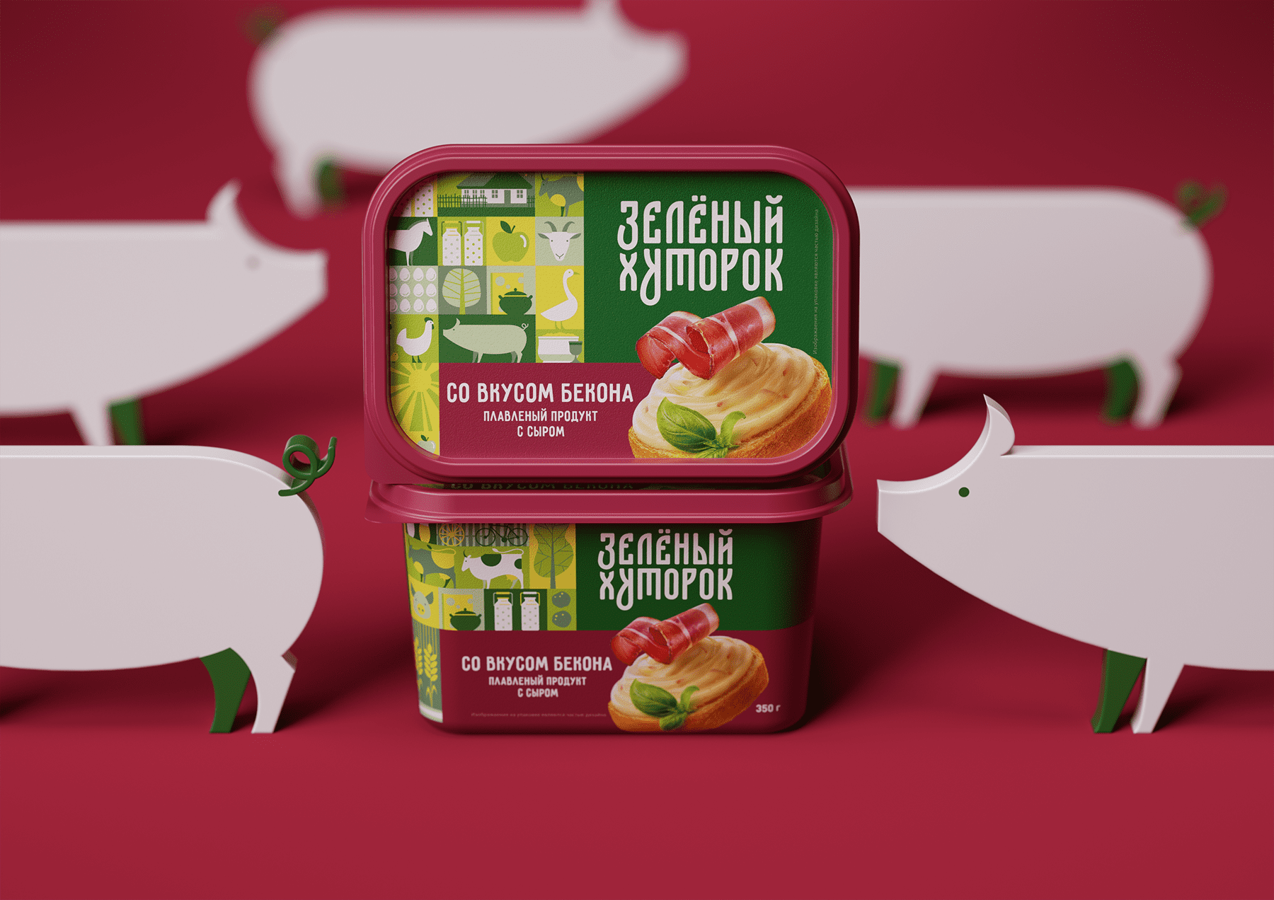 ZELENYJ KHUTOROK 奶酪三明治食品產(chǎn)品線包裝設(shè)計，虛實結(jié)合的自然清淡設(shè)計風(fēng)格