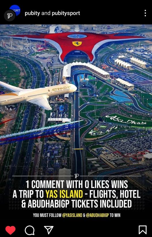 Pubity 和 Yas Island “0 個贊獲勝”廣告 Pubity 和 Yas Island “0 個贊獲勝”廣告