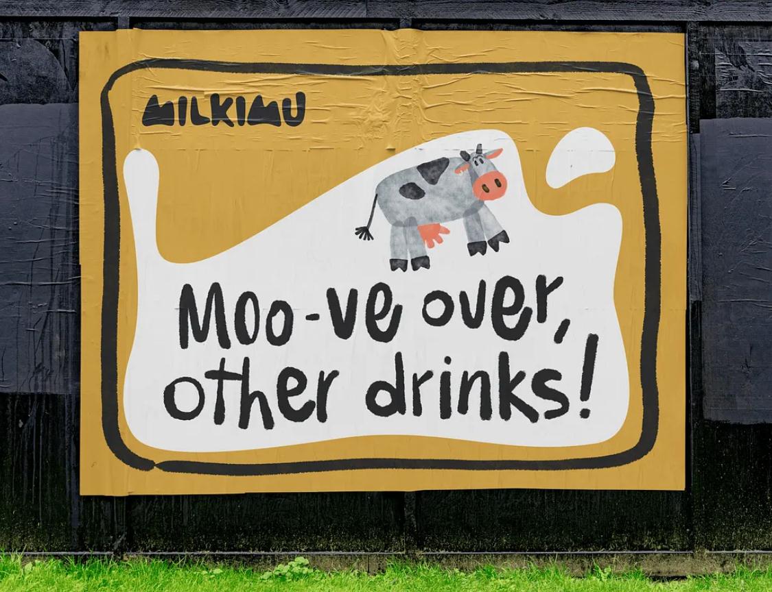 Milkimu牛奶乳制品品牌包裝設(shè)計(jì)和營(yíng)銷(xiāo)圖形,可愛(ài)手繪卡通牛牛元素-戶(hù)外廣告海報(bào) Milkimu牛奶乳制品品牌包裝設(shè)計(jì)和營(yíng)銷(xiāo)圖形,可愛(ài)手繪卡通牛牛元素-戶(hù)外廣告海報(bào)