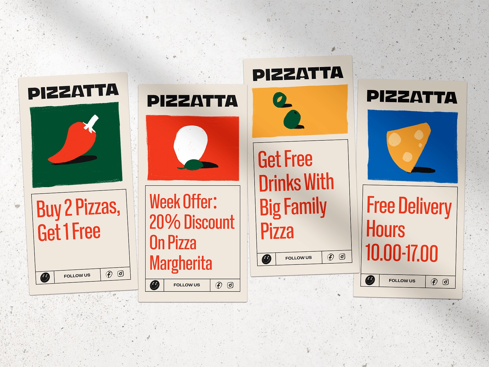 Pizzatta藝術插畫披薩品牌包裝設計,傳遞活力和歡快氛圍 Pizzatta藝術插畫披薩品牌包裝設計,傳遞活力和歡快氛圍