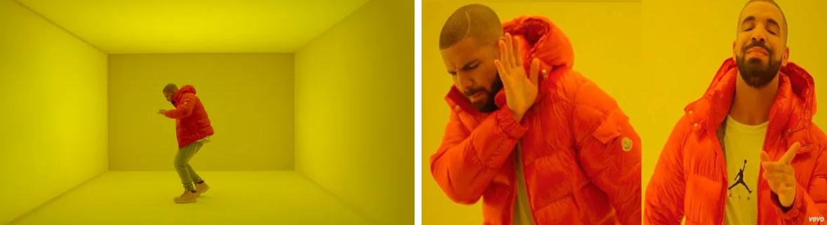 Hotline Bling 只能意味著一件事……Moncler 的銷量飆升。資料來源：Vanity Fair