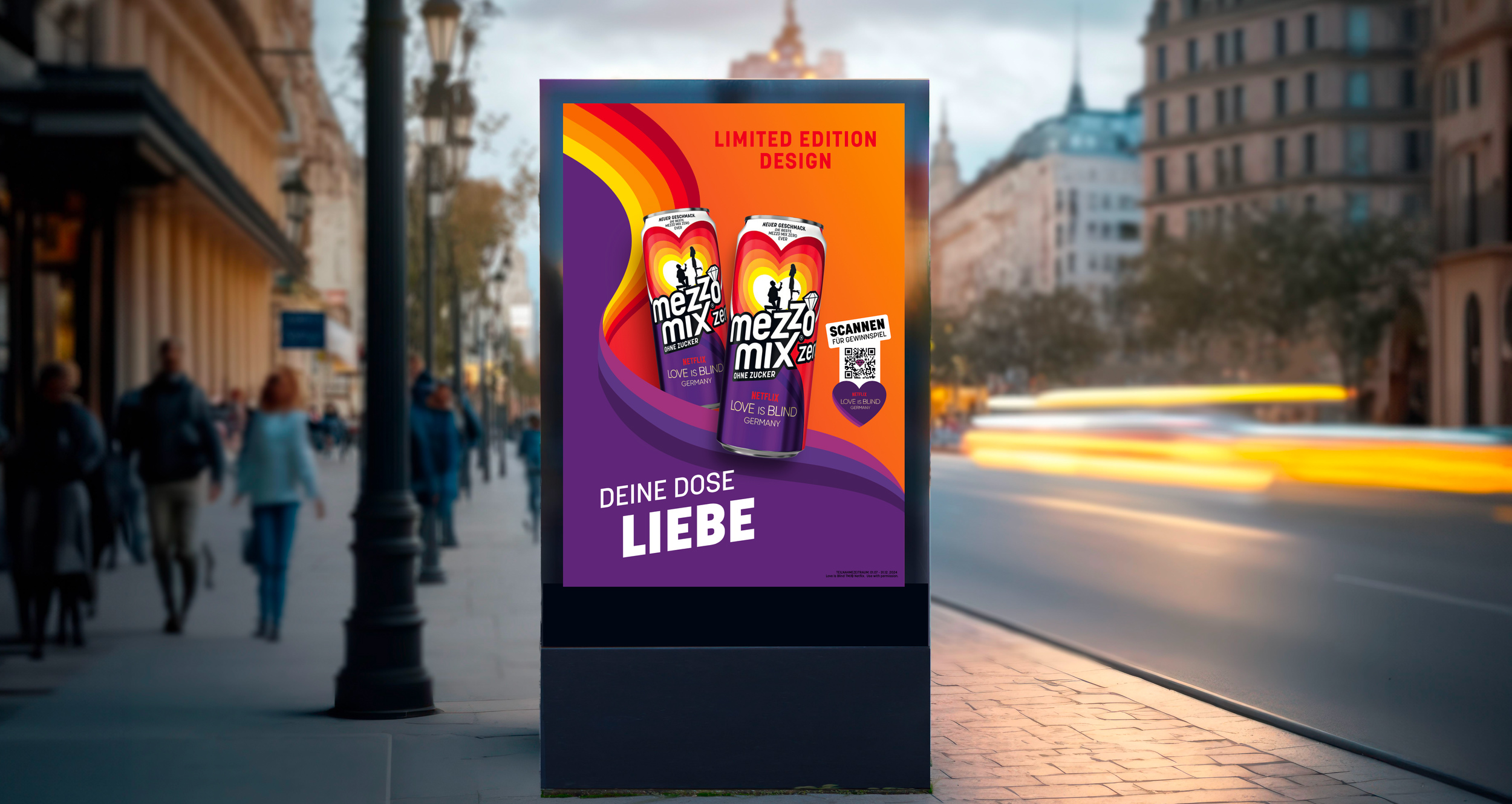 Mezzo Mix 橙子味可樂飲料贊助熱門劇集《盲目愛情》熱烈風格廣告設(shè)計