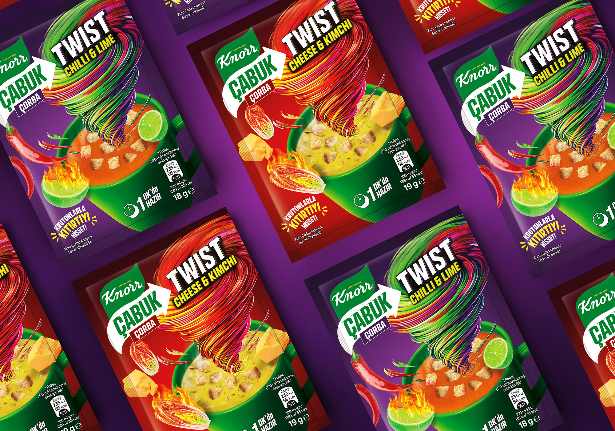 Knorr 速溶湯創(chuàng)意包裝設(shè)計(jì)，口味龍卷風(fēng)風(fēng)暴元素