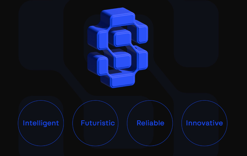 Snaptek 人工智能尖端科技品牌S字母logo設計vi設計，藍色科技風