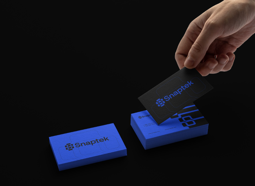 Snaptek 人工智能尖端科技品牌S字母logo設計vi設計，藍色科技風