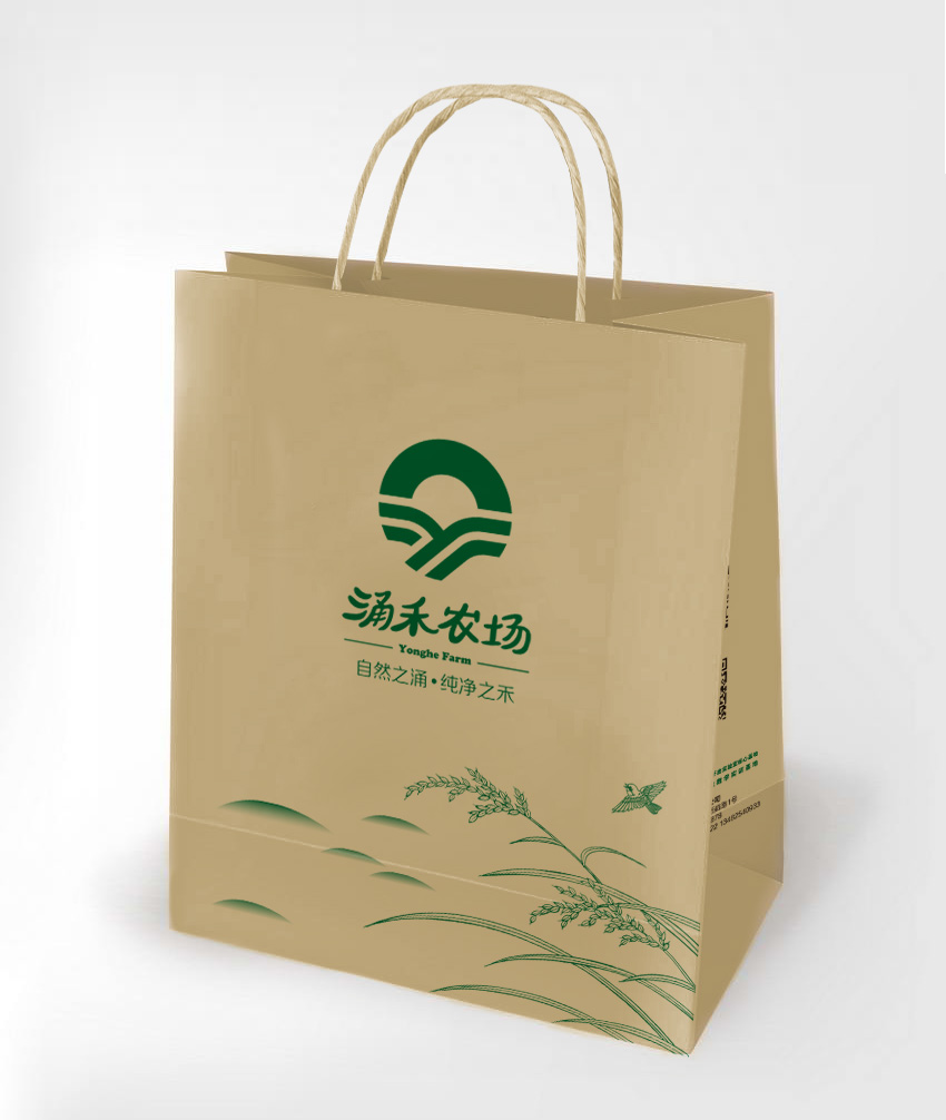 涌禾農(nóng)場農(nóng)業(yè)品牌商標LOGO設計品牌VI視覺形象設計-袋子設計