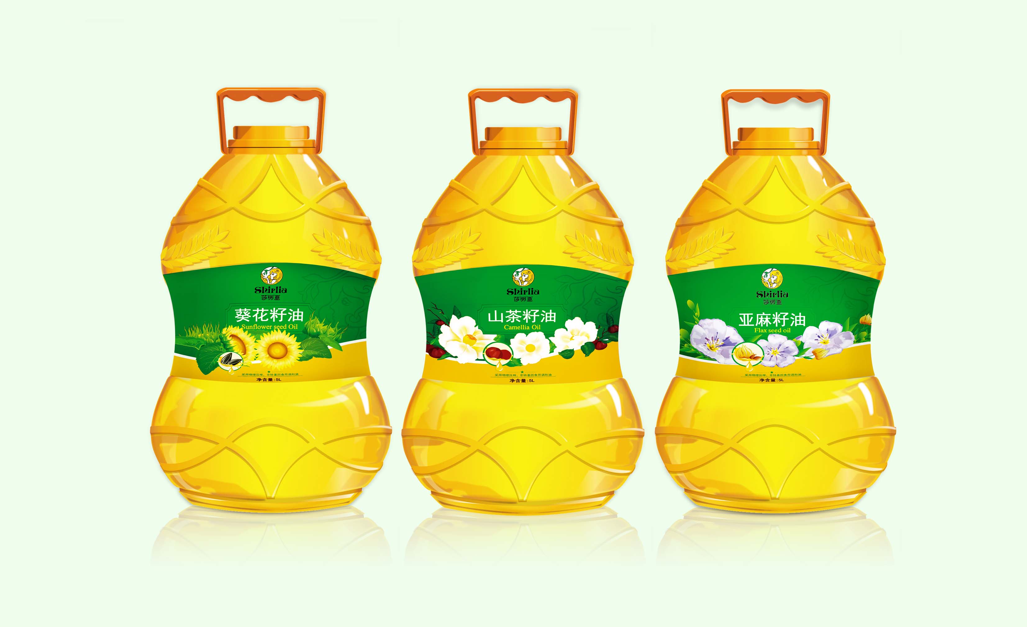 Shirlia 莎麗亞食用油瓶形設(shè)計(jì)山茶油亞麻籽油葡萄籽包裝設(shè)計(jì)禮盒包裝設(shè)計(jì)-上海包裝設(shè)計(jì)公司