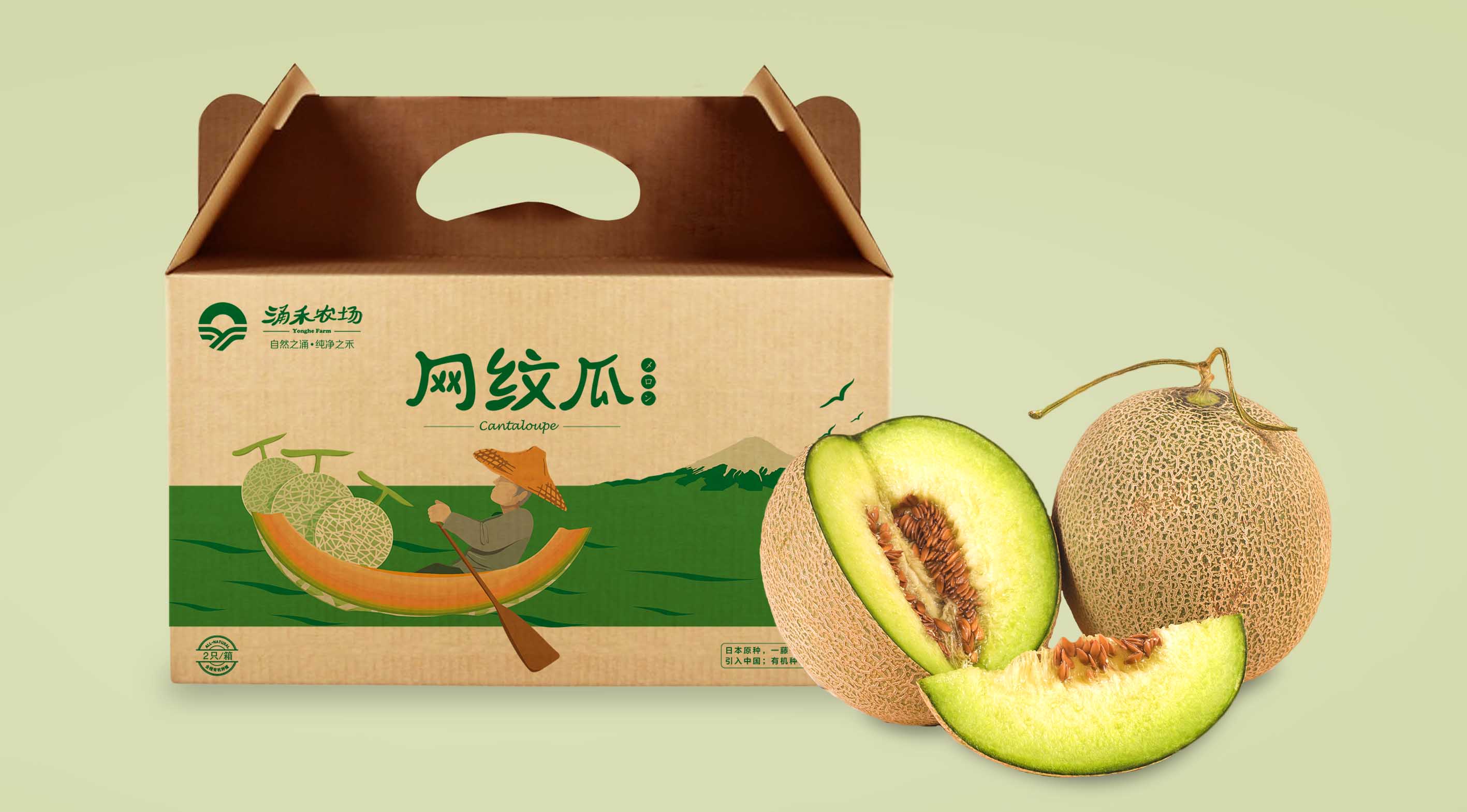 涌禾農(nóng)場網(wǎng)紋瓜哈密瓜農(nóng)產(chǎn)品包裝設計
